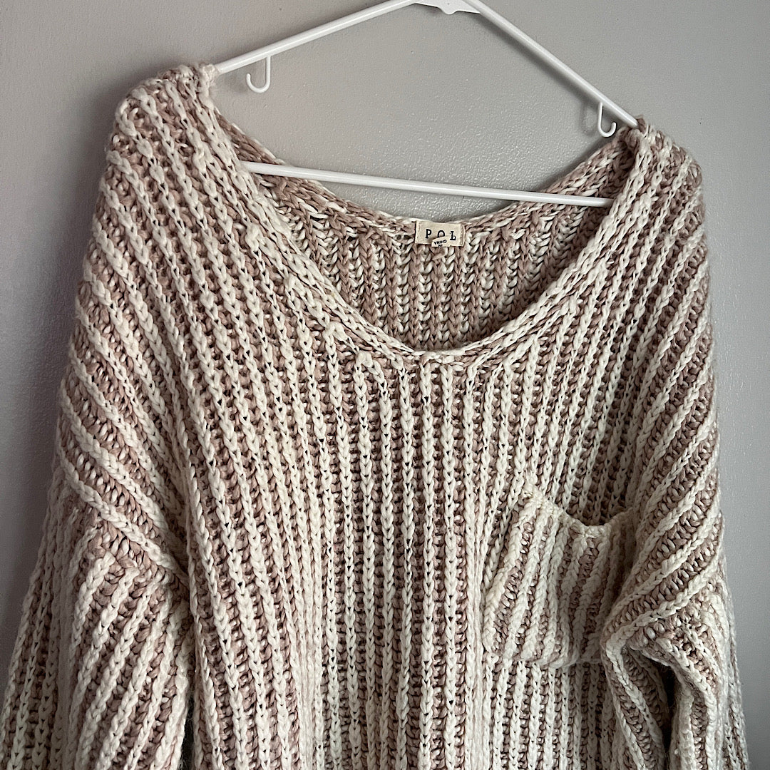 POL 2-toned Knit Cropped Sweater