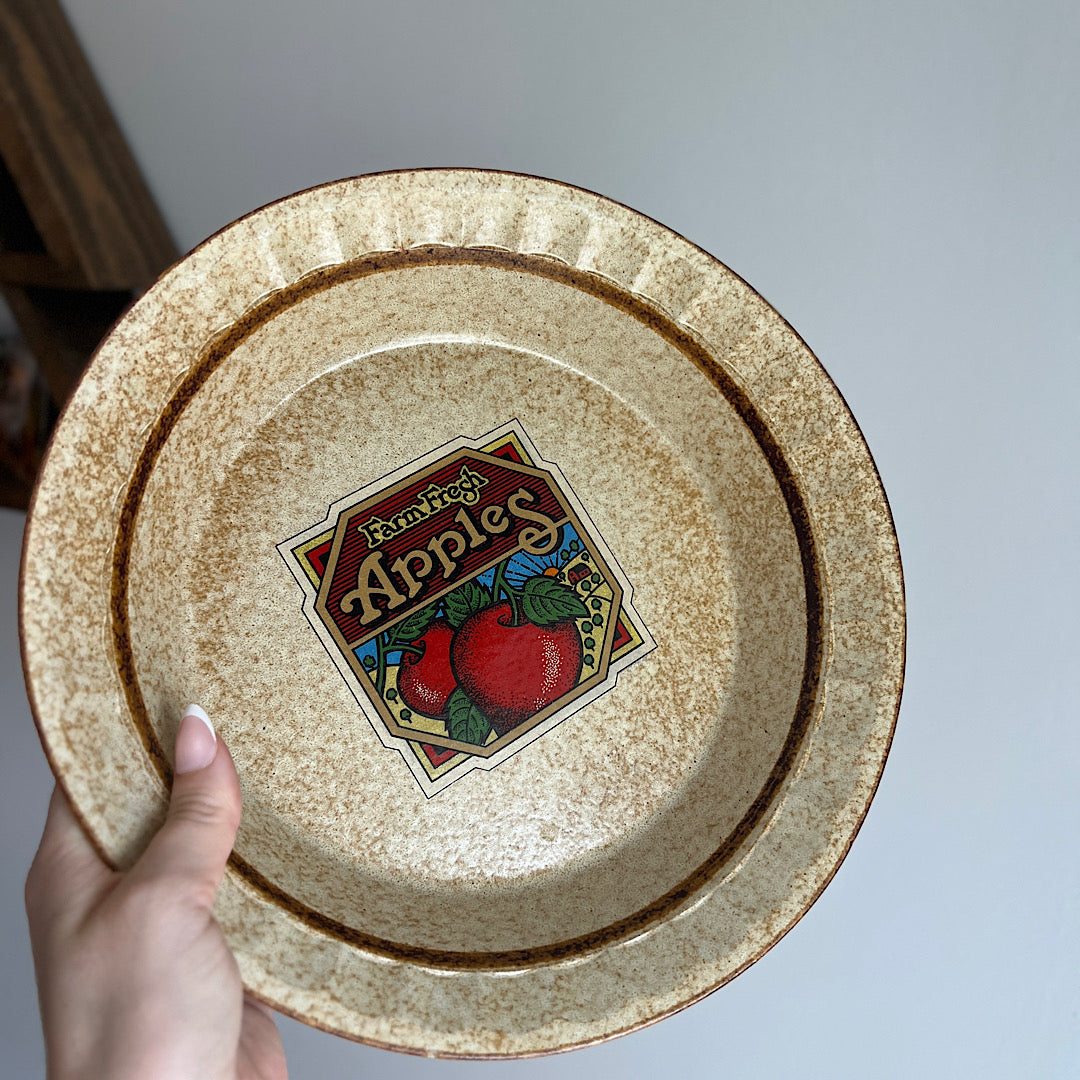 Vintage Farm Fresh Apples Stoneware Pie Dish