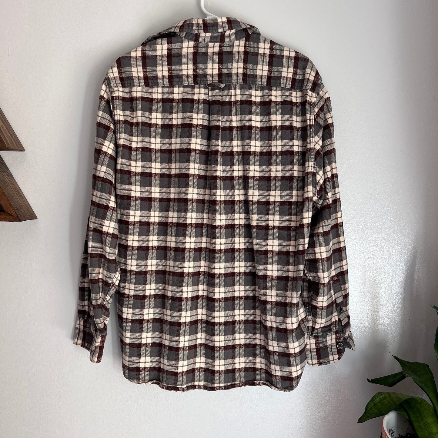 Gray, Cream & Burgundy Heavy Flannel