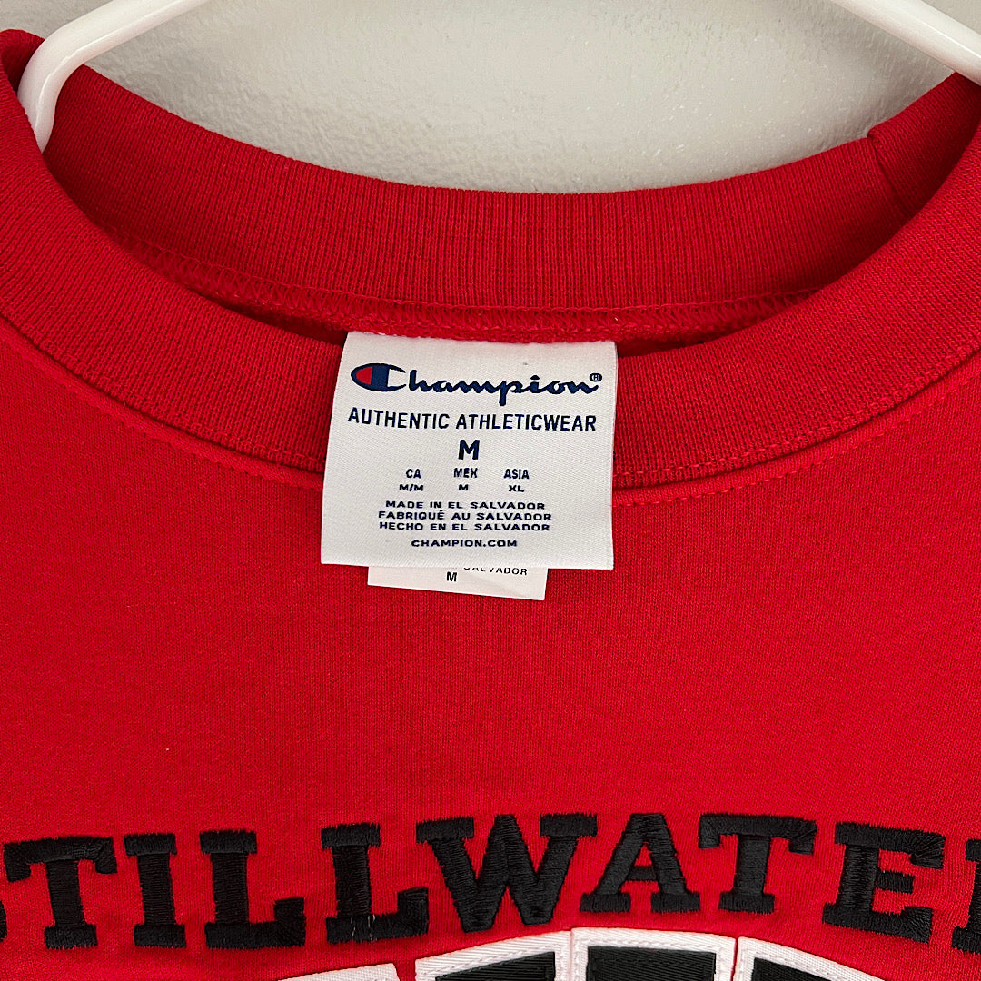 Stillwater Ponies Champion Embroidered Red Crewneck Sweatshirt