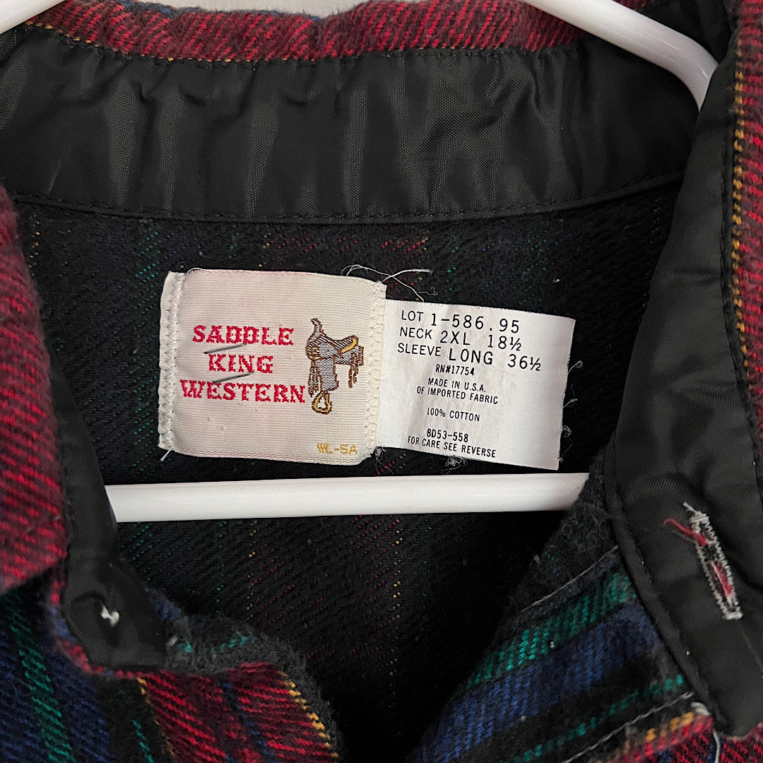 Vintage Saddle King Western Pearl Snap Flannel