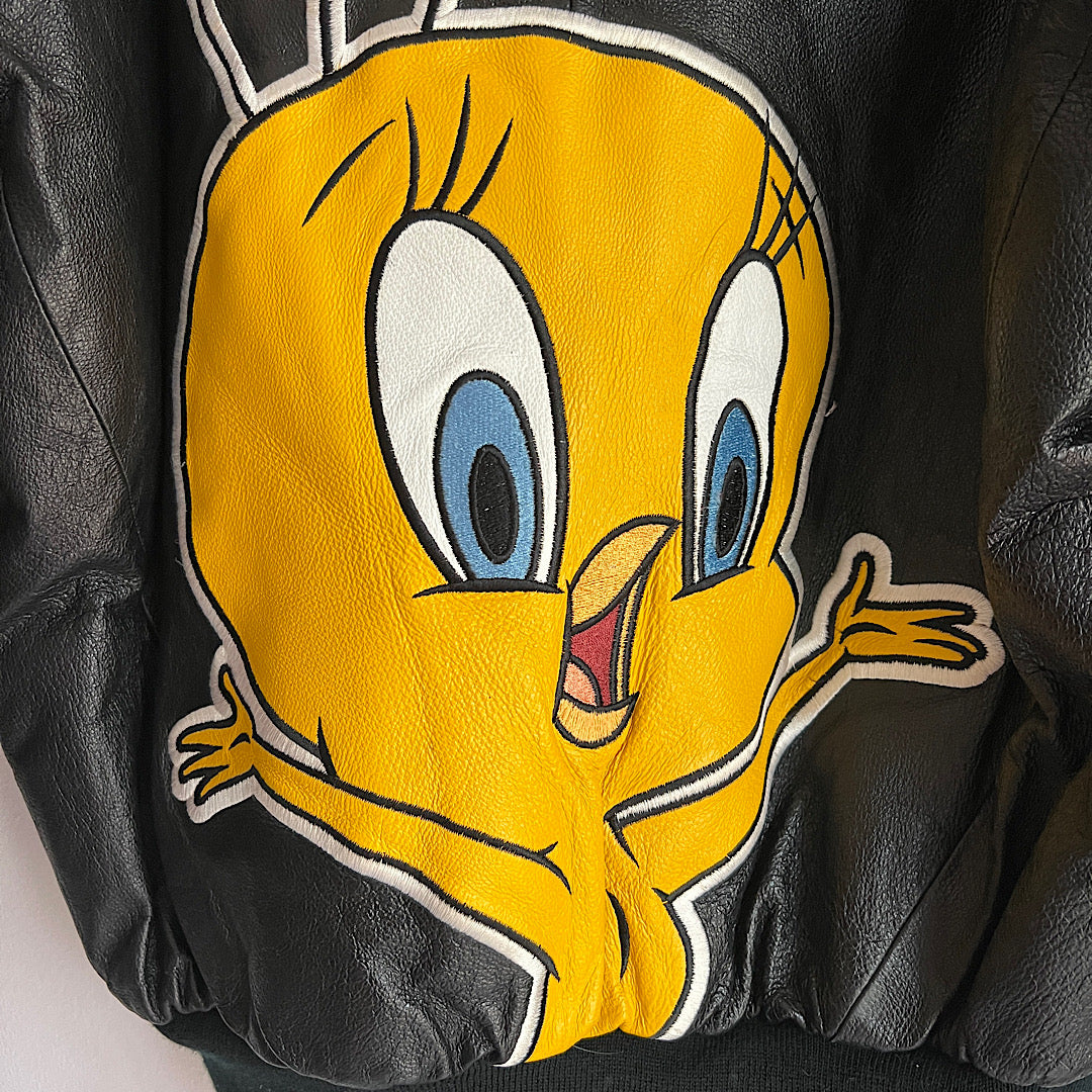 Vintage '90s Looney Tunes Leather Tweety Jacket