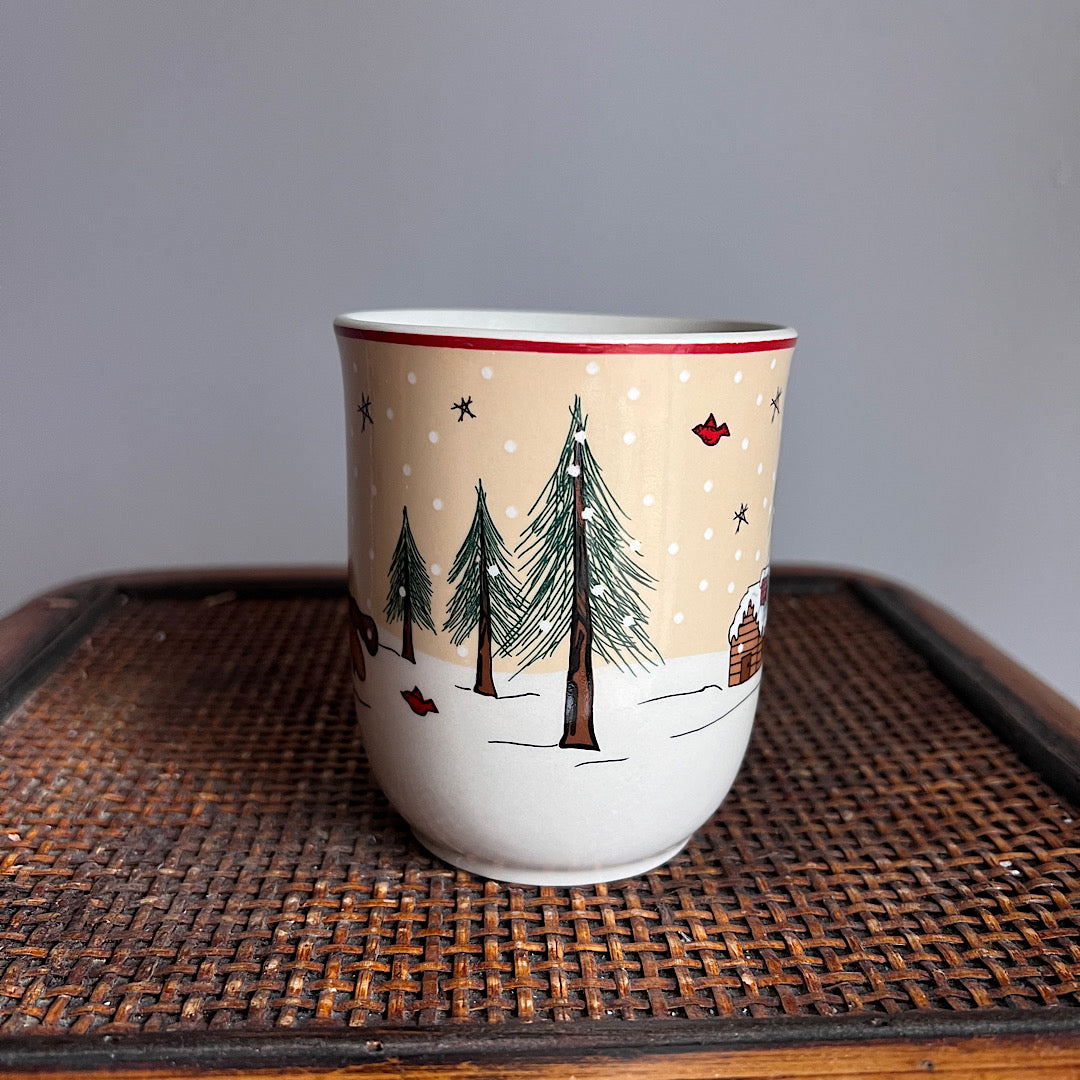 Vintage Moose Cabin Winter Mug