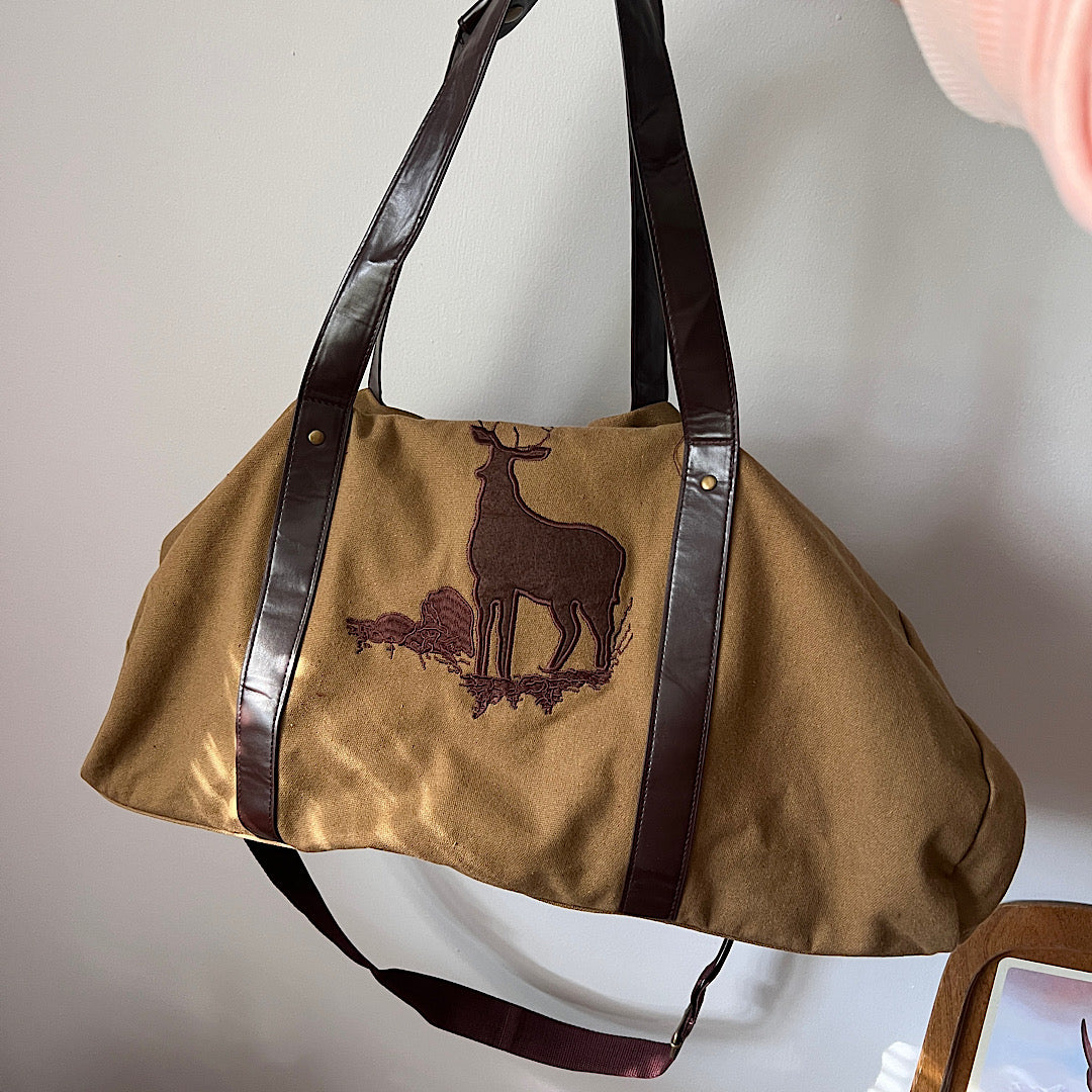 Deer Canvas Duffel Weekender Bag
