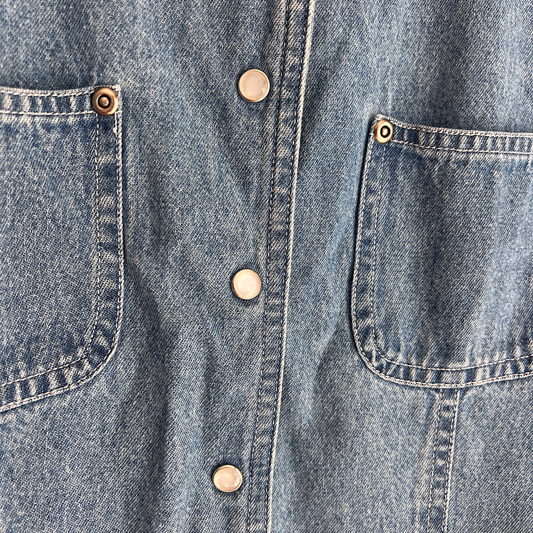 Vintage Crossroads Denim Pearl Snap Button T-Shirt