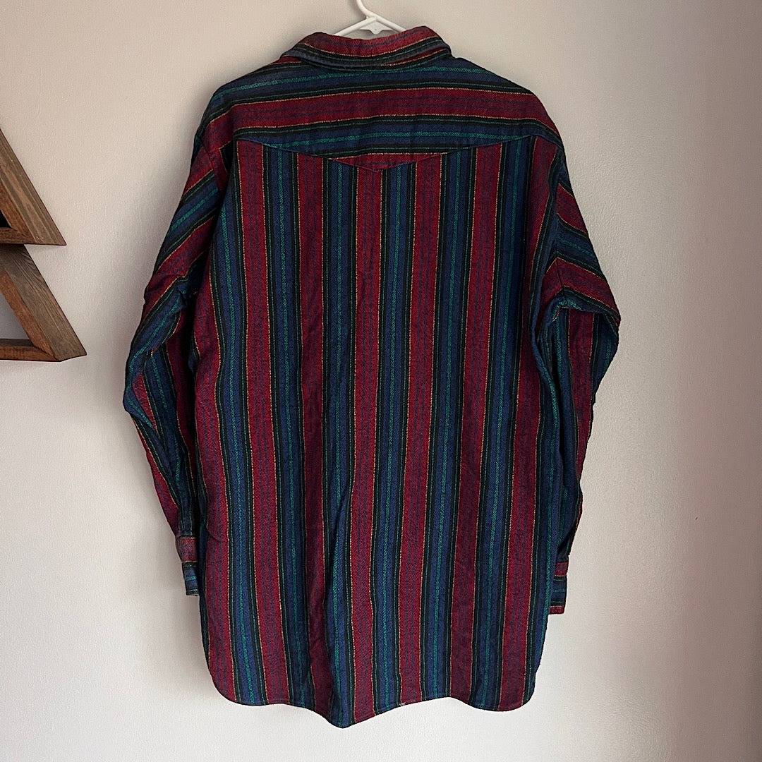 Vintage Saddle King Western Pearl Snap Flannel