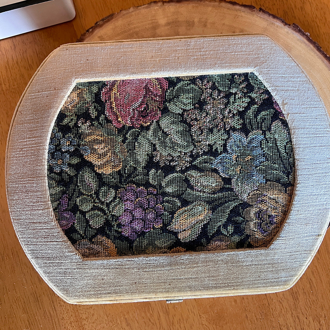 Vintage Floral & Velvet Jewelry Box