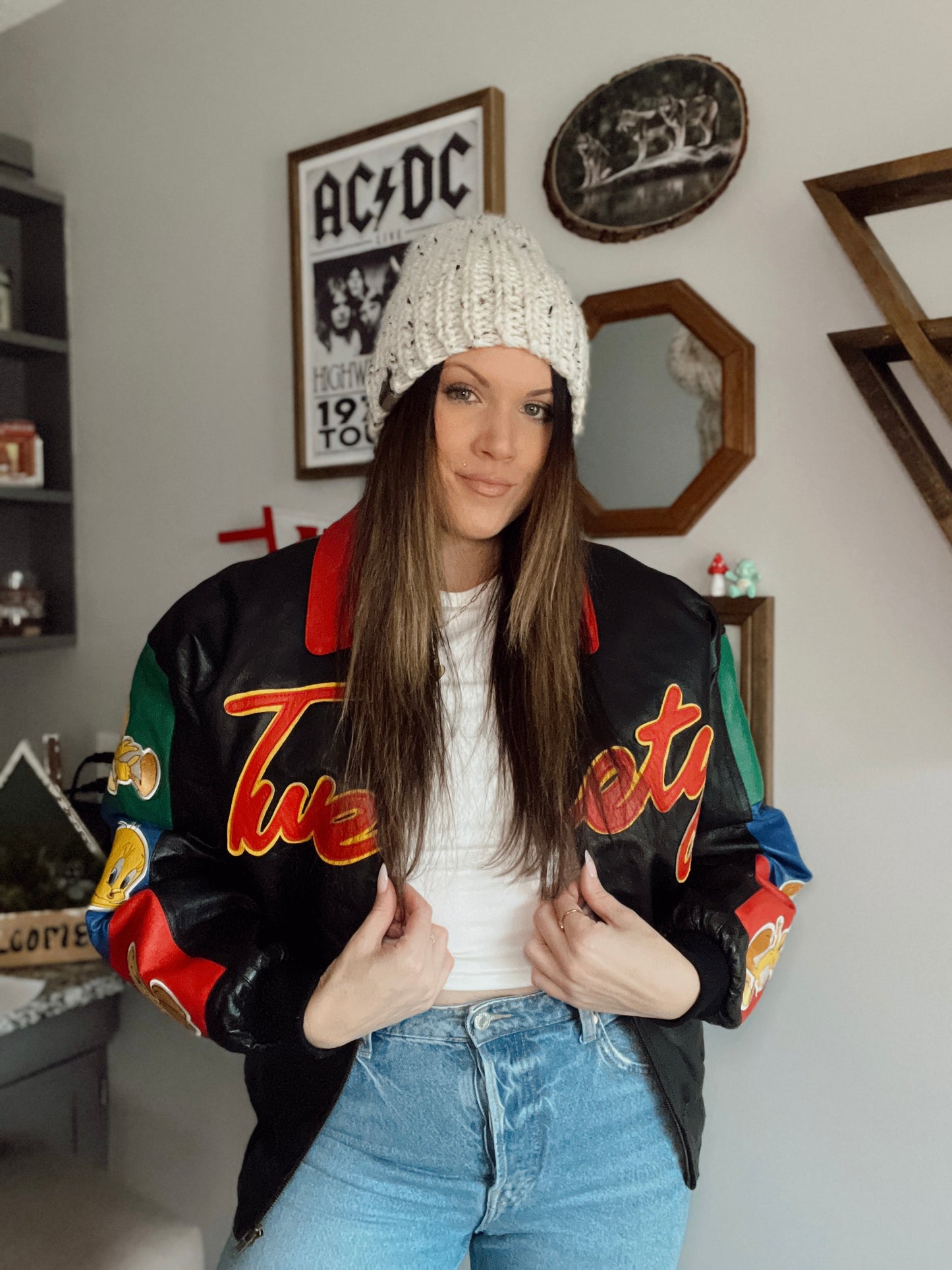 Vintage '90s Looney Tunes Leather Tweety Jacket