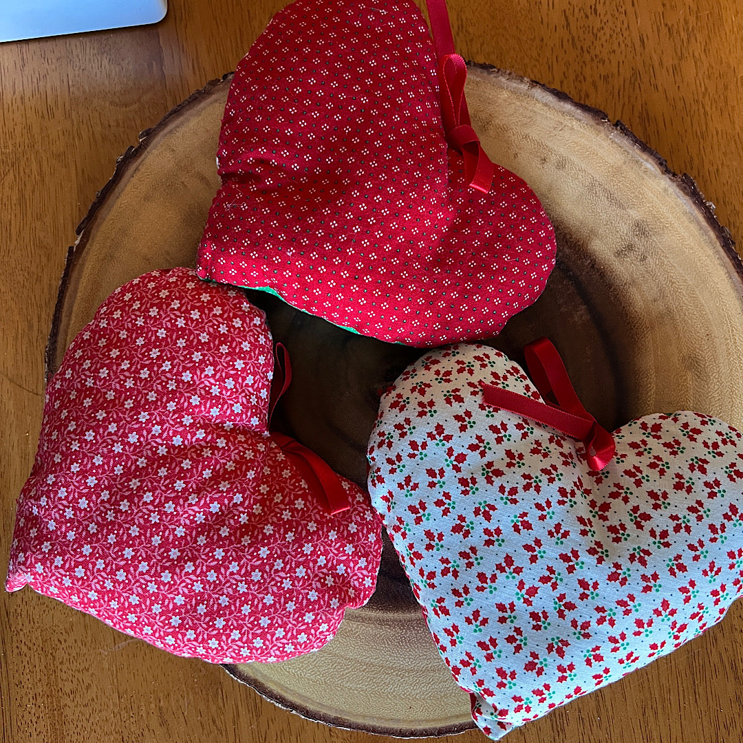 Quilted Heart Ornaments (set of 3)
