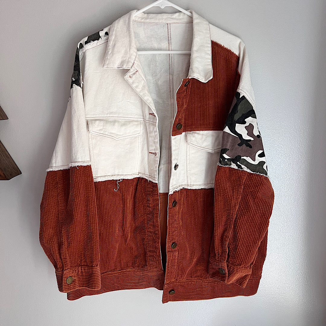 Corduroy Fabric Corduroy Patchwork Multicolor Jacket Denim