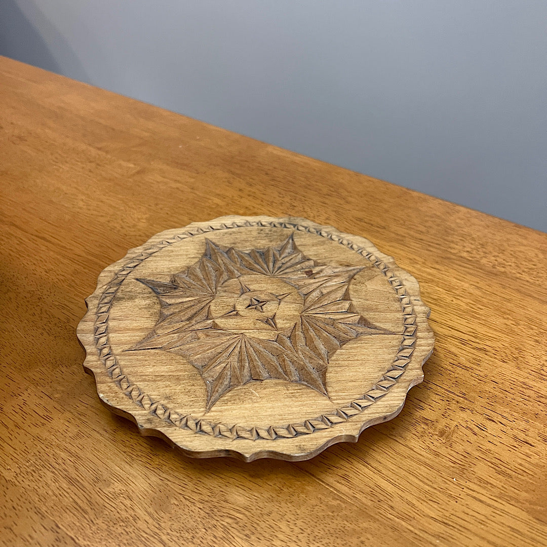 Vintage Ornate Carved Wooden Tray