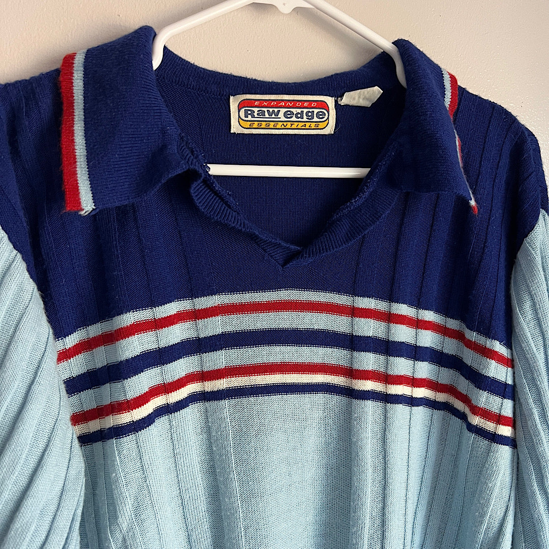 Vintage Striped Collared Sweater