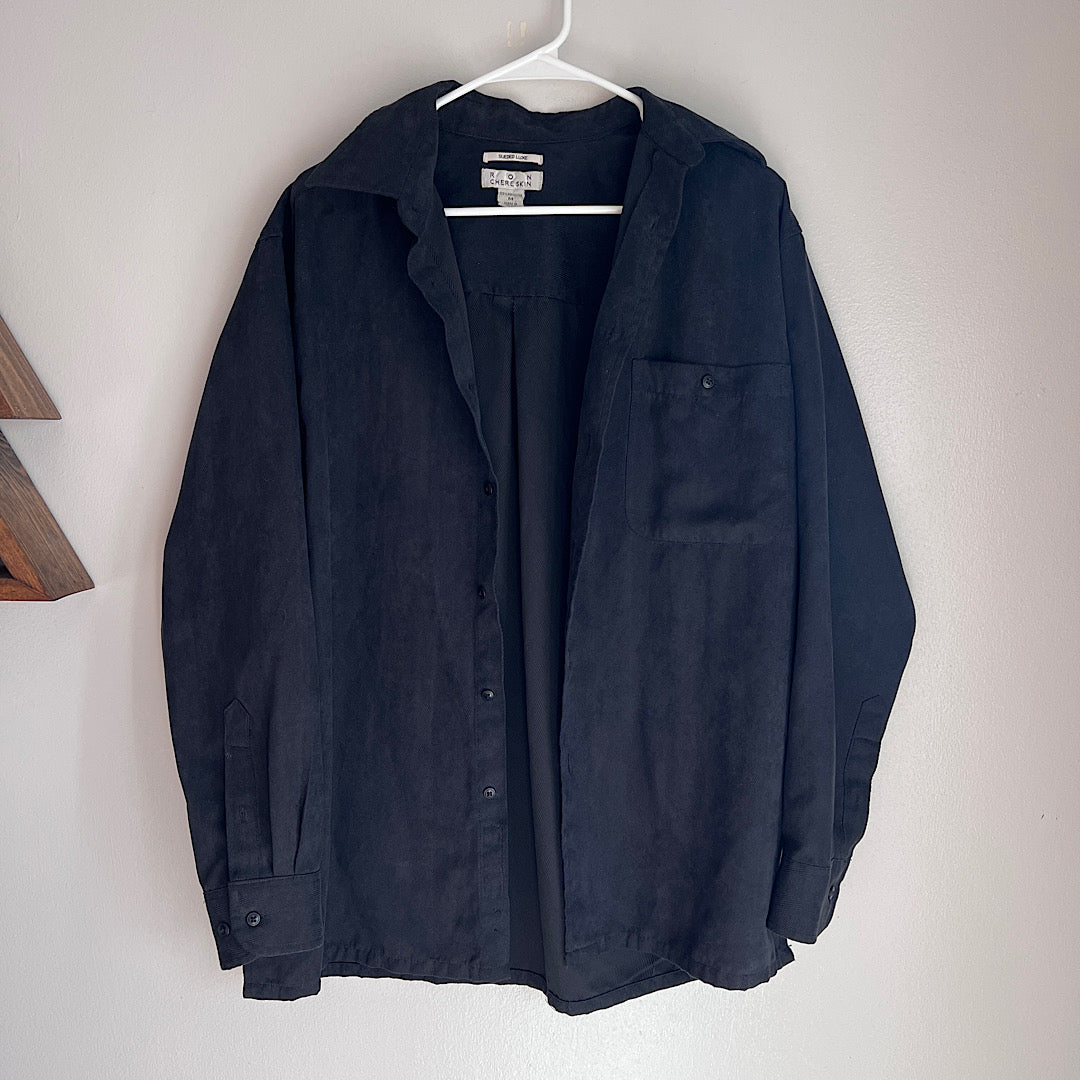 Vintage Ron Chereskin Black Sueded Luxe Button Shirt