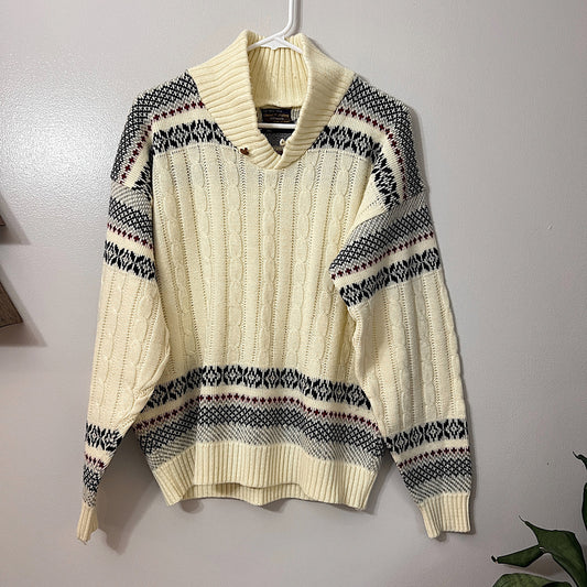 Vintage Ivory Fair Isle Knit Sweater