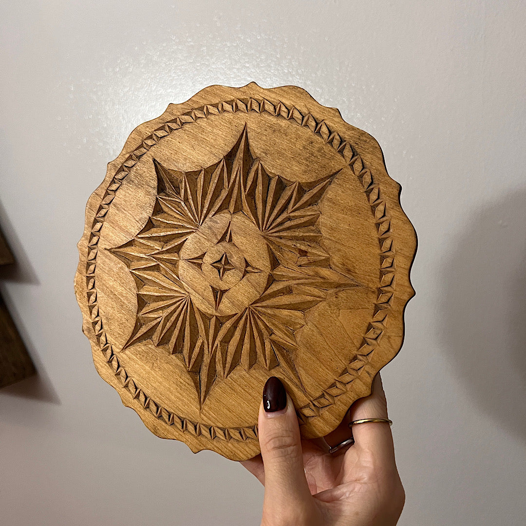 Vintage Ornate Carved Wooden Tray