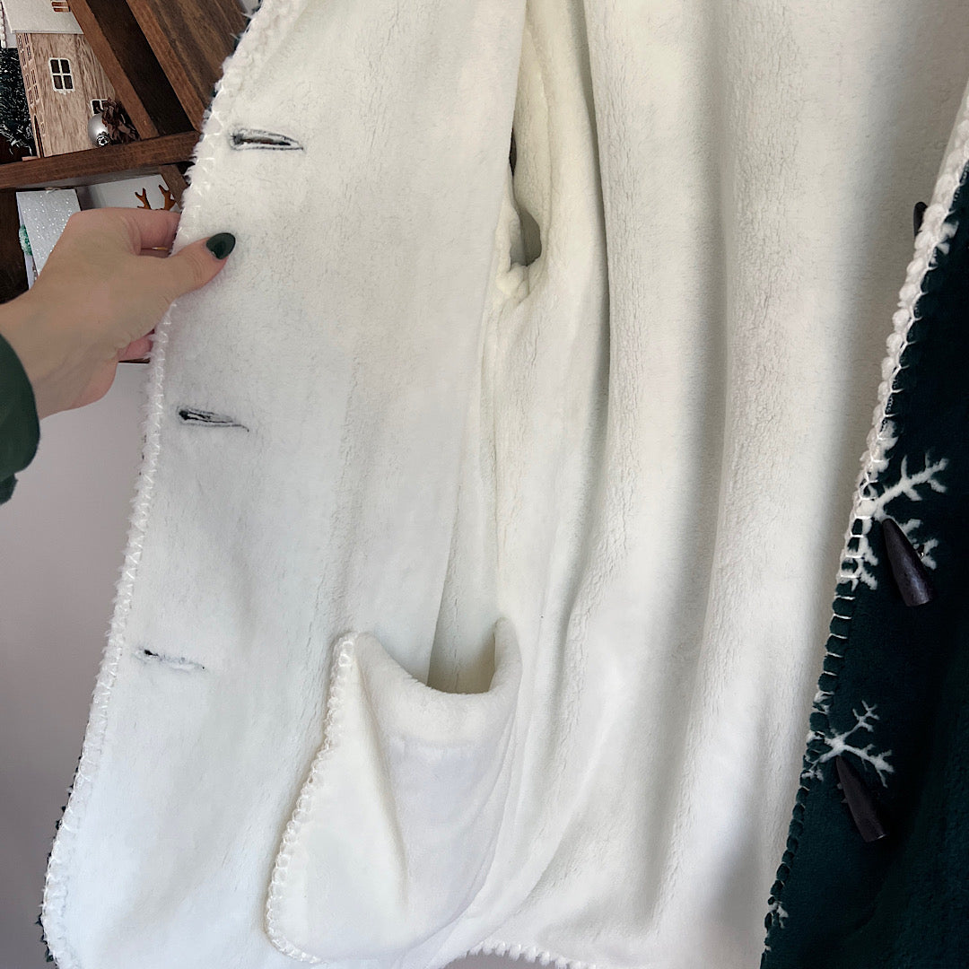 Vintage Snowflake Fleece Hooded Coat