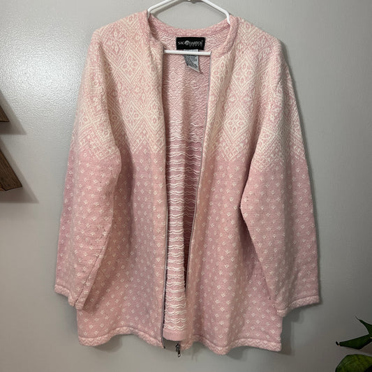 Vintage Sag Harbor Fair Isle Knit Zip Up Sweater