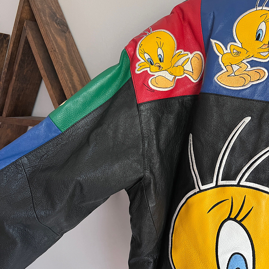 Vintage '90s Looney Tunes Leather Tweety Jacket