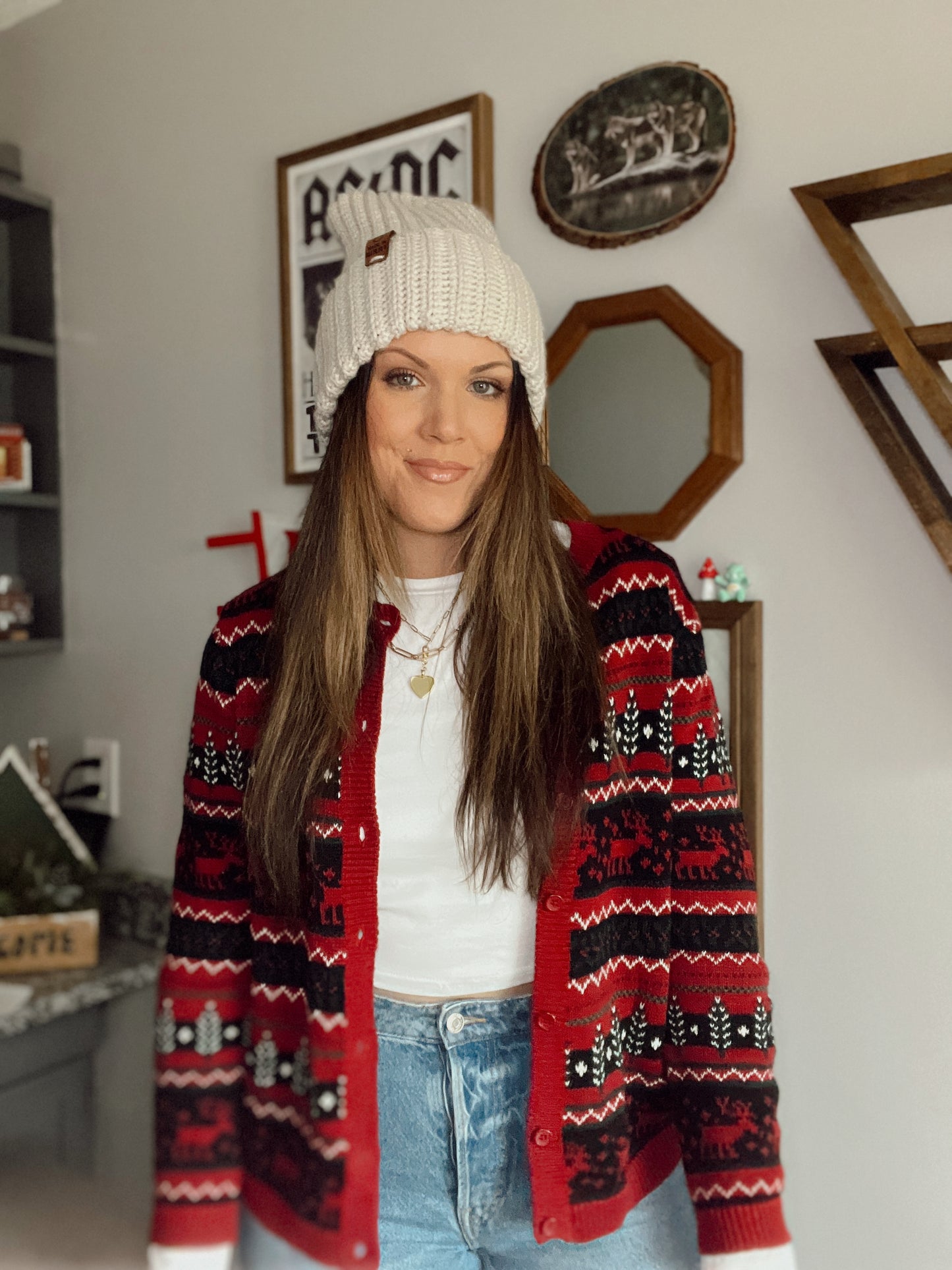 Vintage Knit Christmas Cardigan Sweater