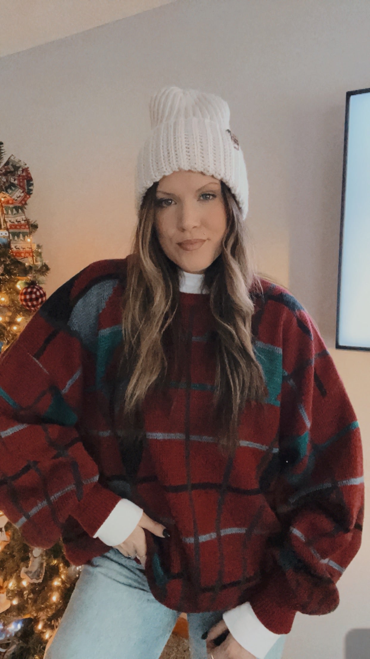 Vintage White Oak Print Sweater