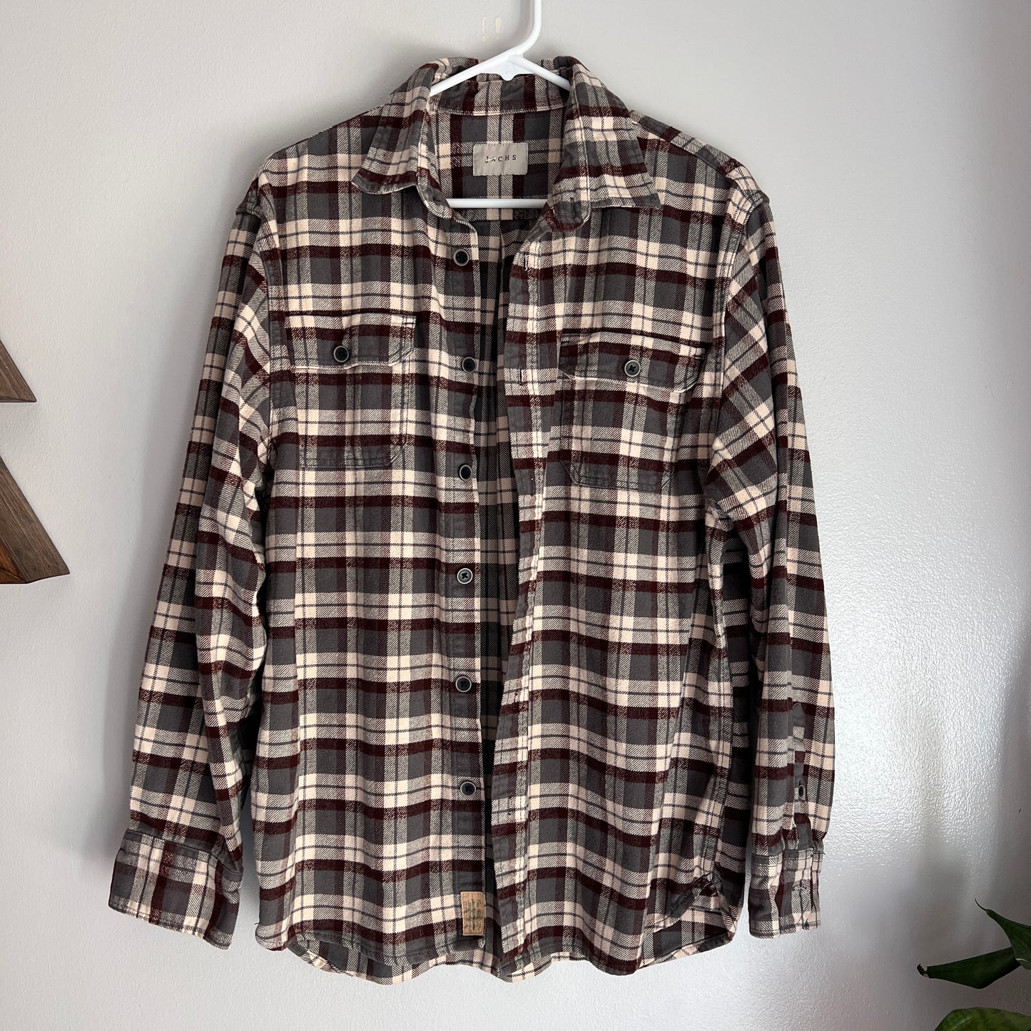 Gray, Cream & Burgundy Heavy Flannel