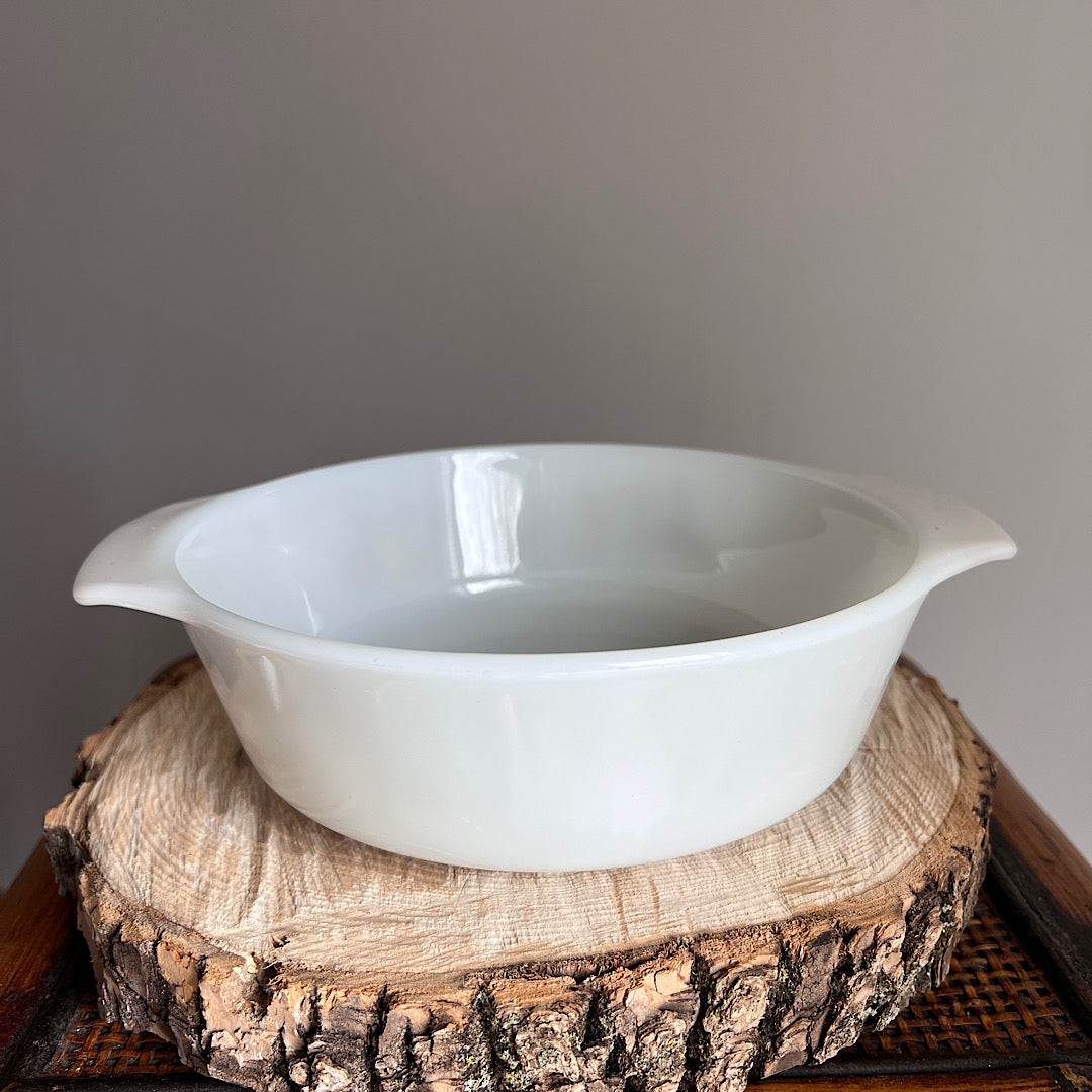 Vintage Harvest Vegetables Milk Glass Baking Dish With Lid