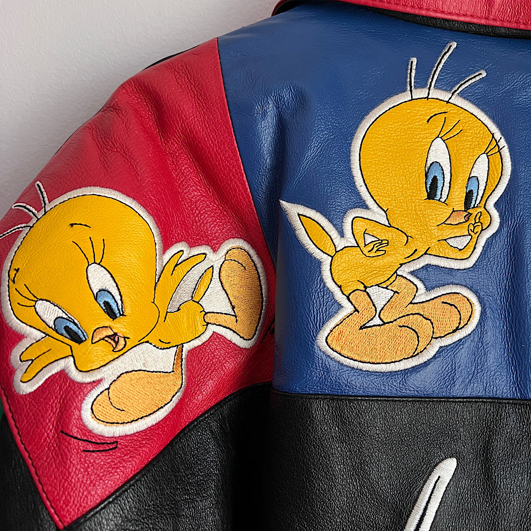 Vintage '90s Looney Tunes Leather Tweety Jacket