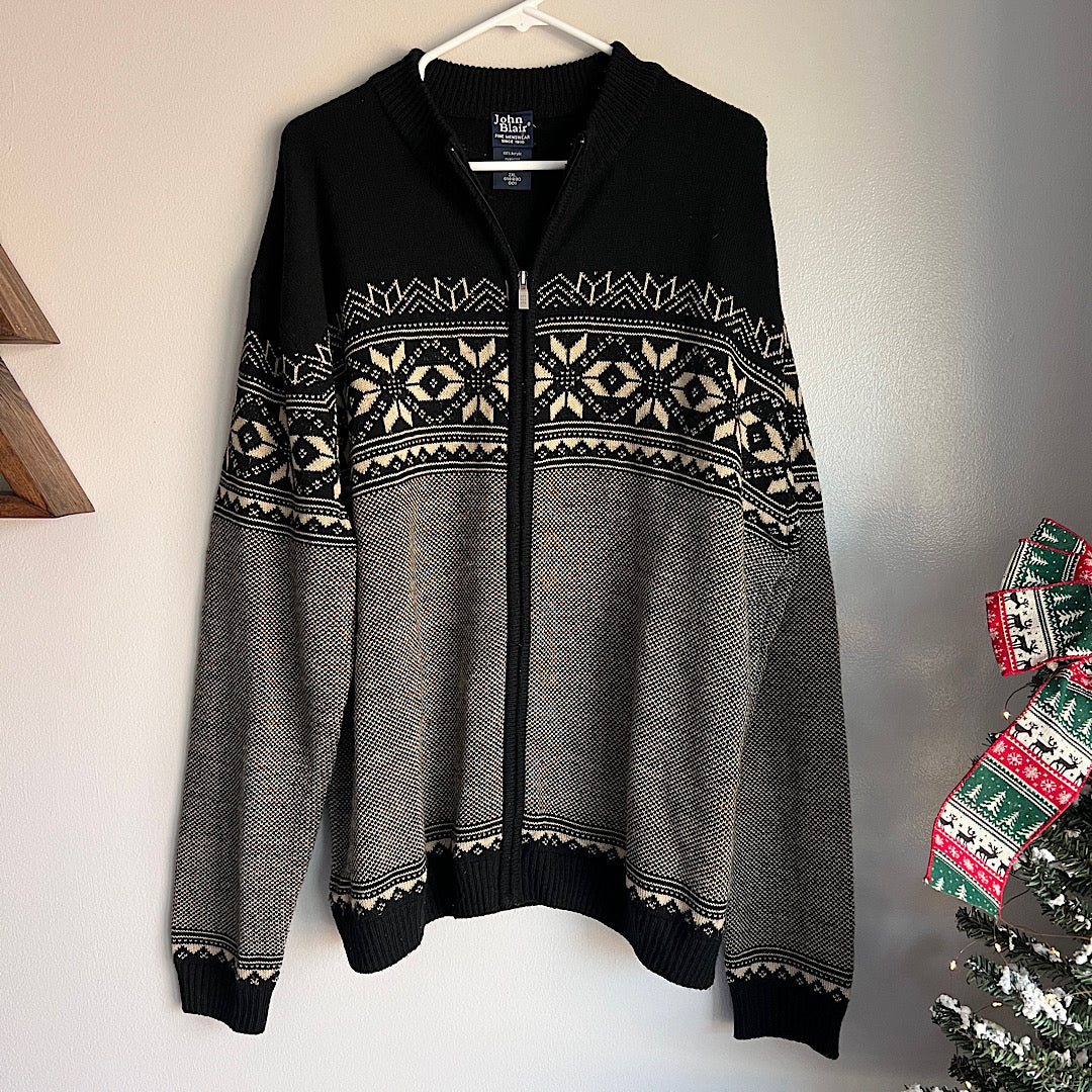 Vintage Fair Isle Zip Sweater