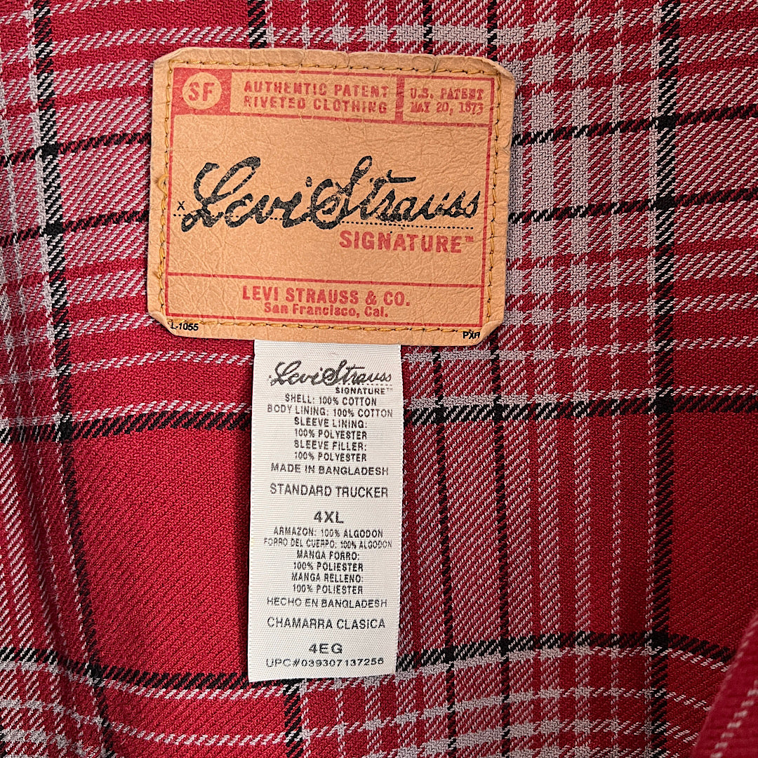 Vintage Levi's Plaid Lined/Quilted Sleeves Denim Jacket Standard Trucker