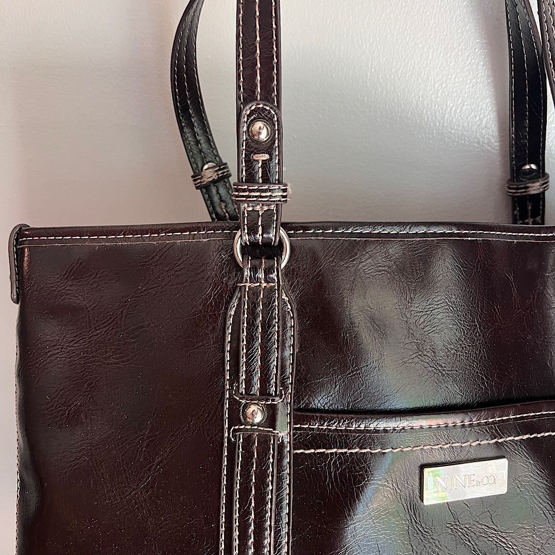 Vintage Nine&Co Large Brown Tote Bag