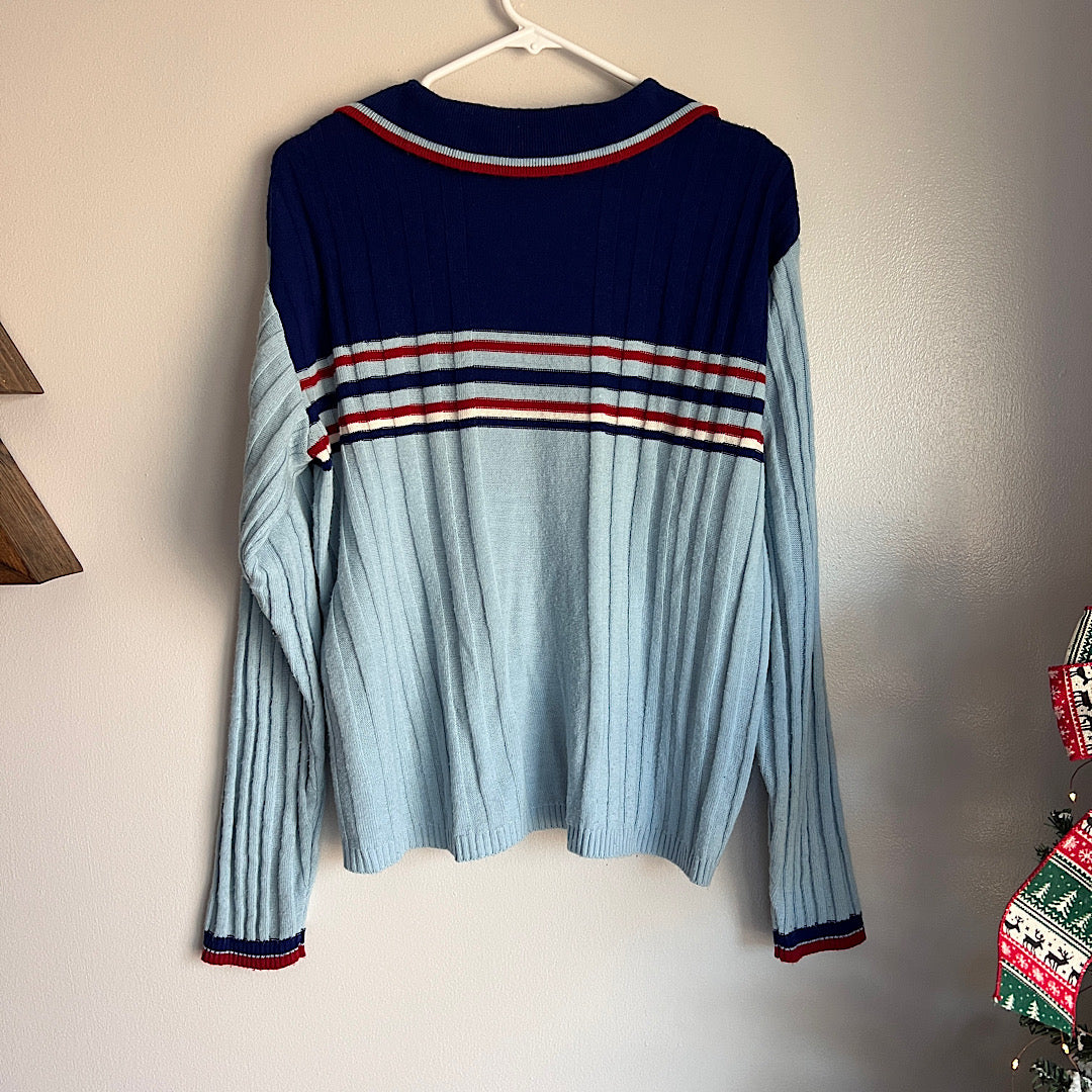 Vintage Striped Collared Sweater