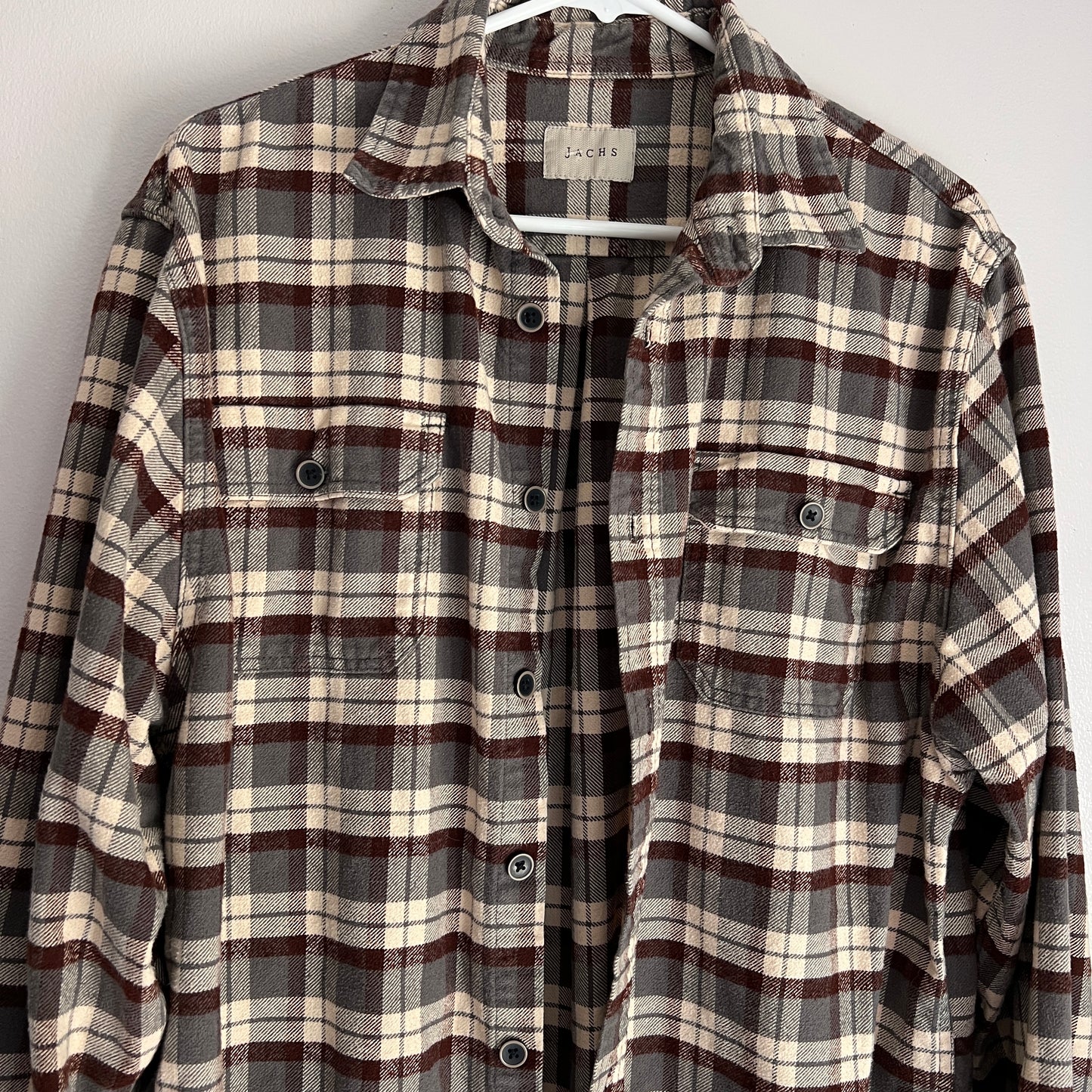 Gray, Cream & Burgundy Heavy Flannel