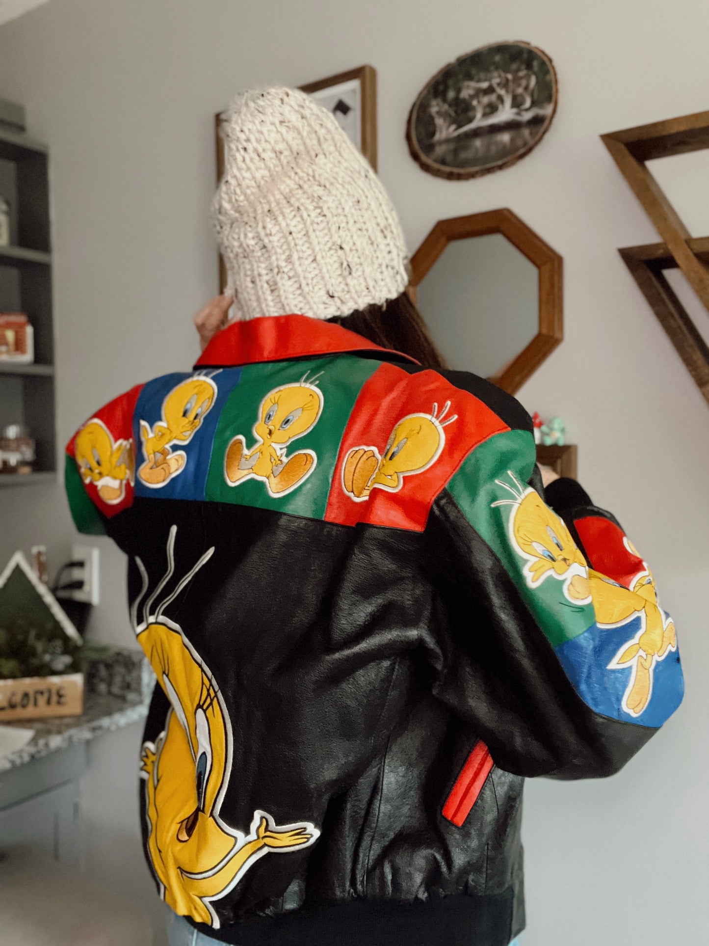 Vintage '90s Looney Tunes Leather Tweety Jacket