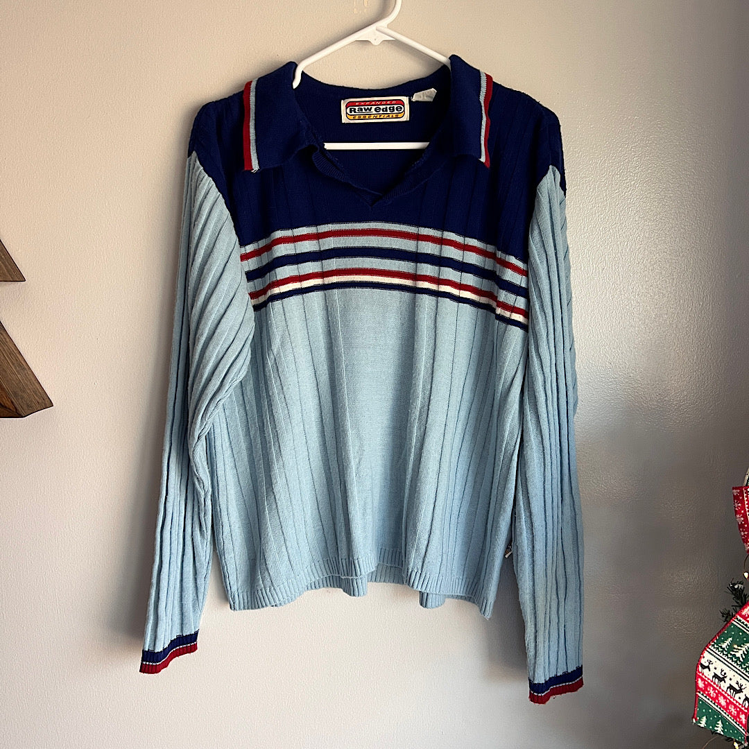 Vintage Striped Collared Sweater