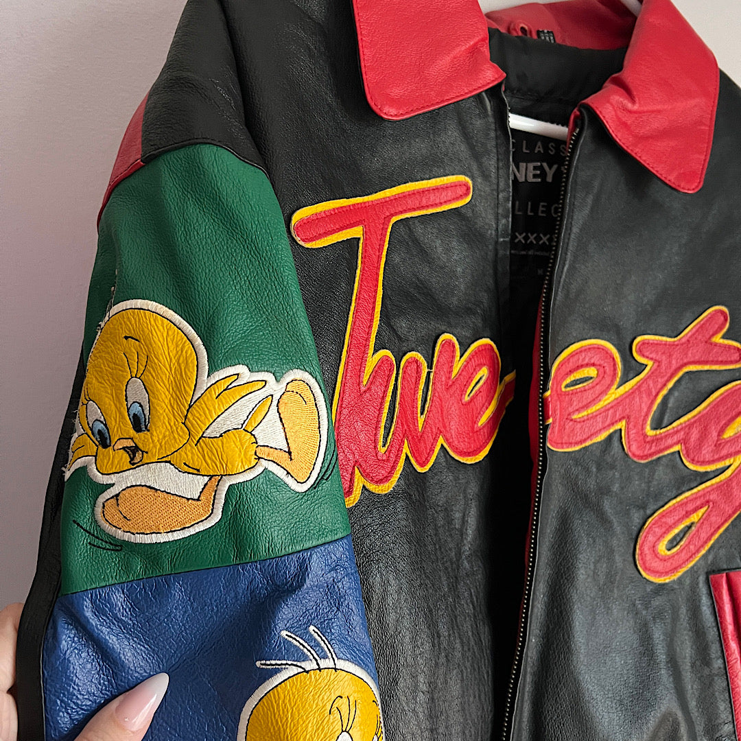 Vintage '90s Looney Tunes Leather Tweety Jacket