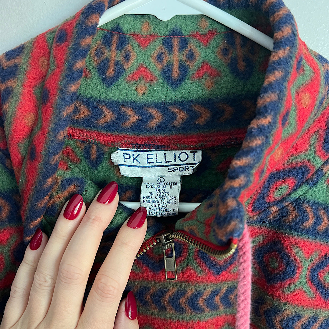Vintage PK Elliot Sport Patterned Fleece Pullover