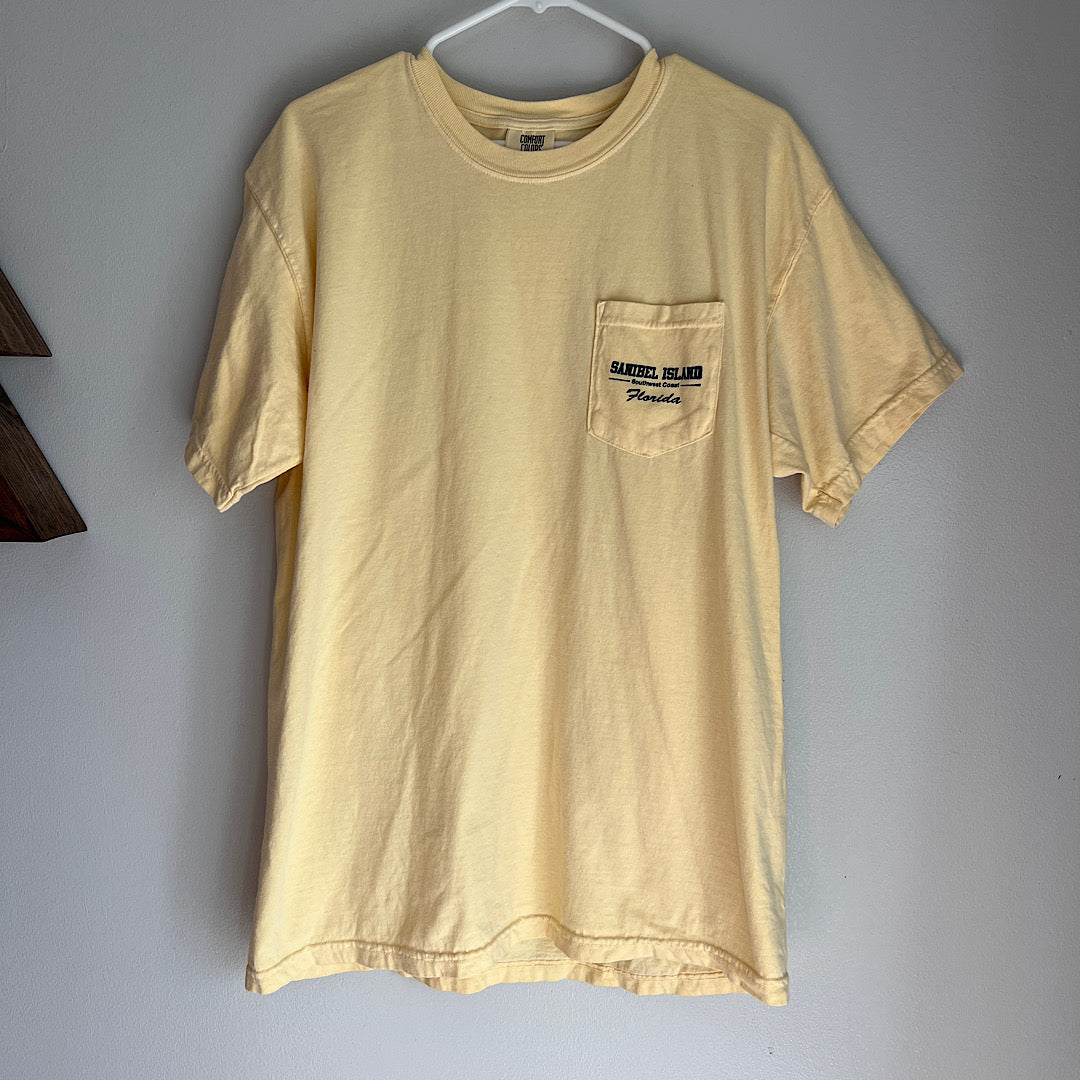 Sanibel Island Florida Butter Yellow Pocket T-Shirt