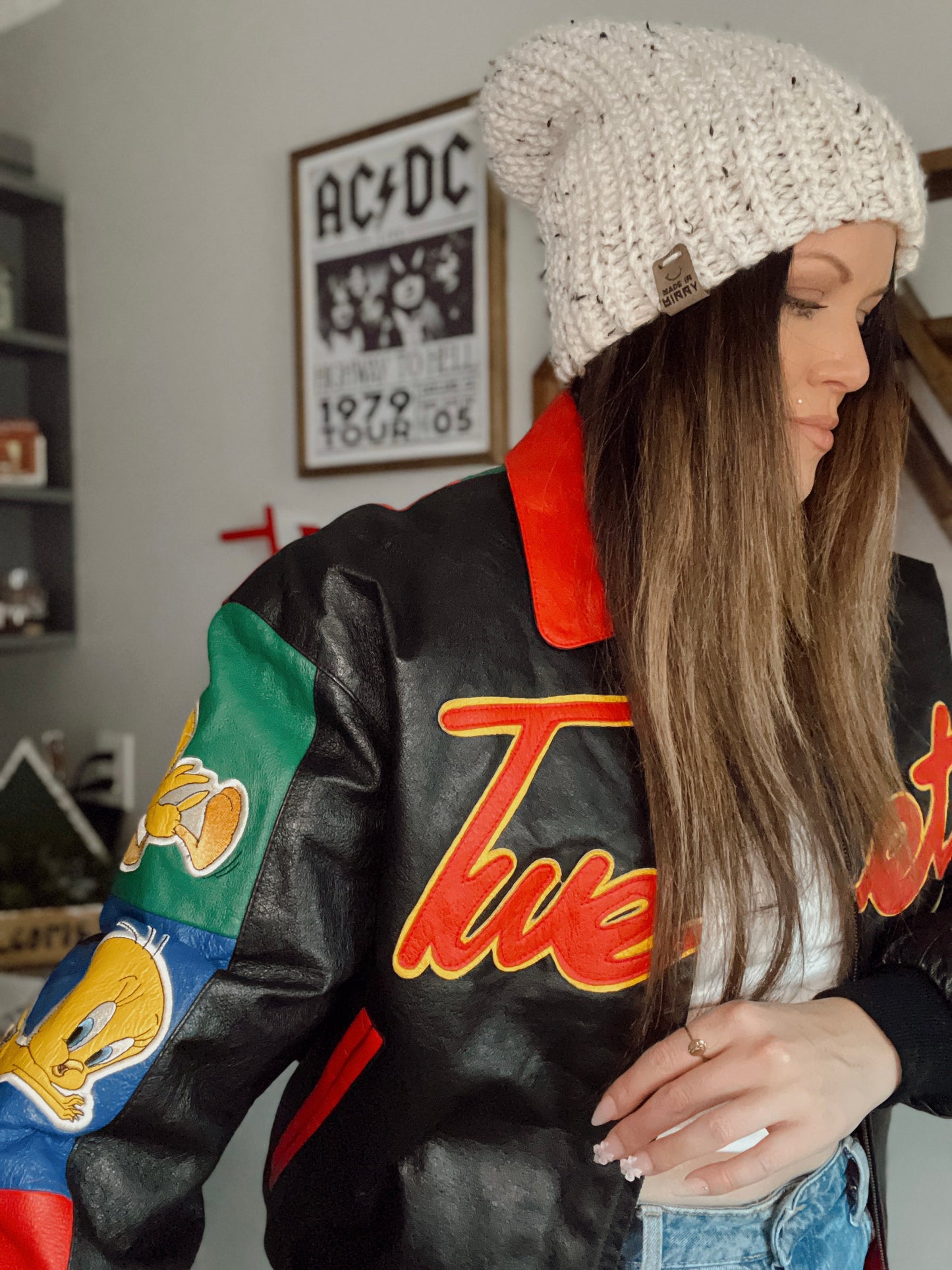 Vintage '90s Looney Tunes Leather Tweety Jacket