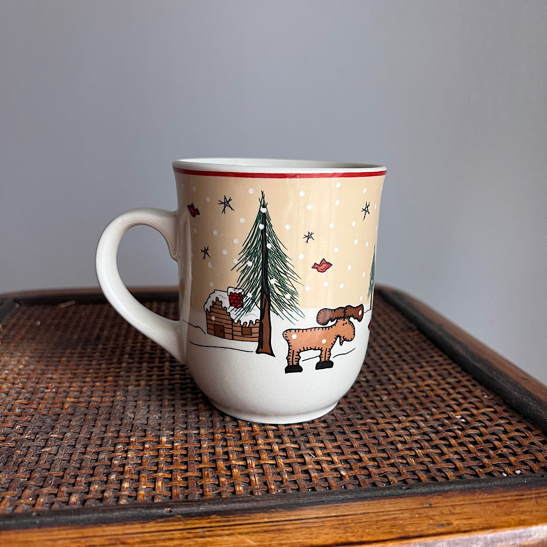 Vintage Moose Cabin Winter Mug