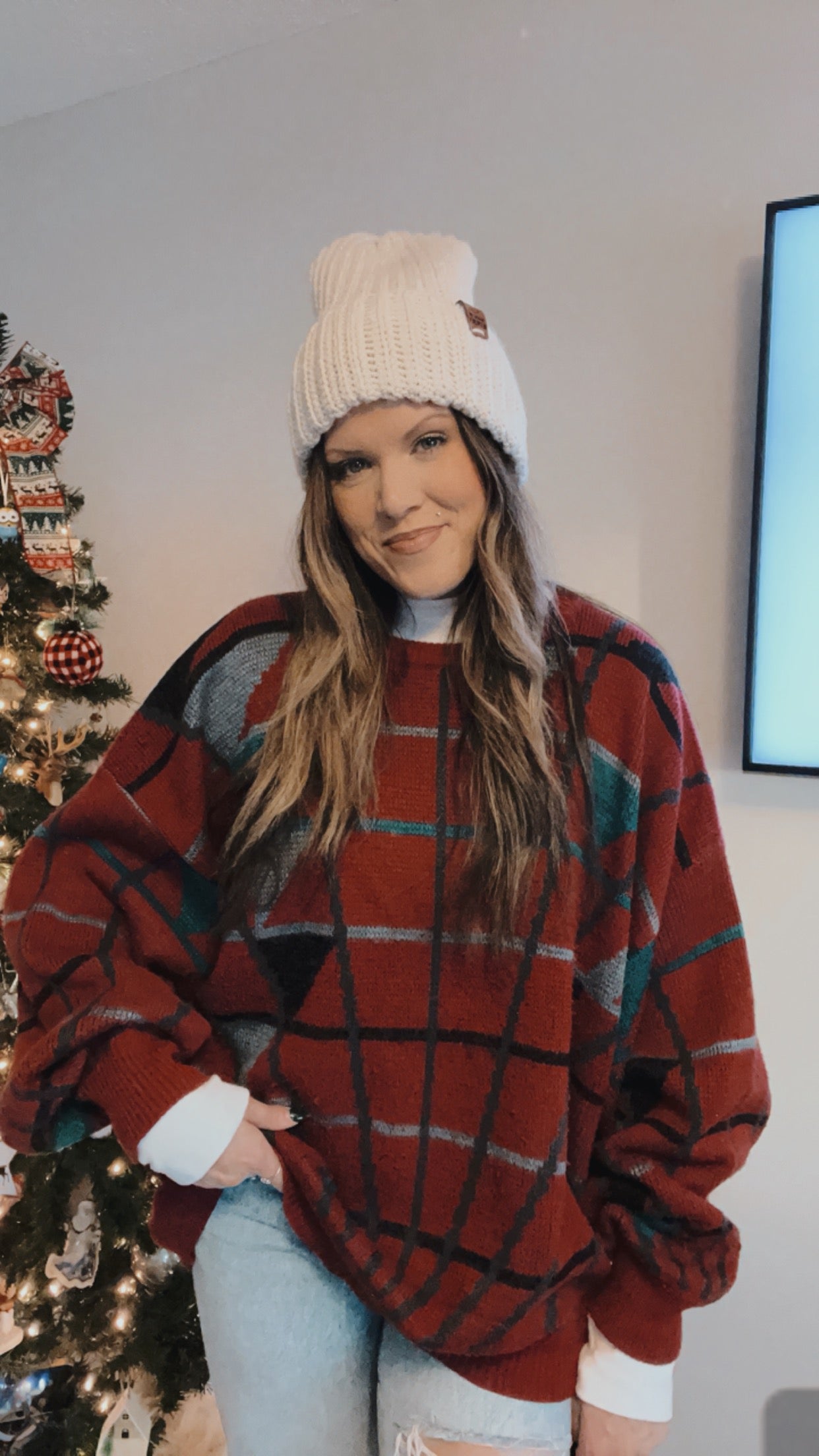 Vintage White Oak Print Sweater