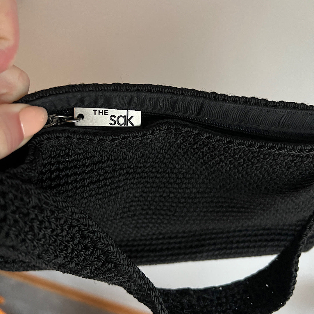 Vintage The Sak Mini Black Crochet Shoulder Handbag