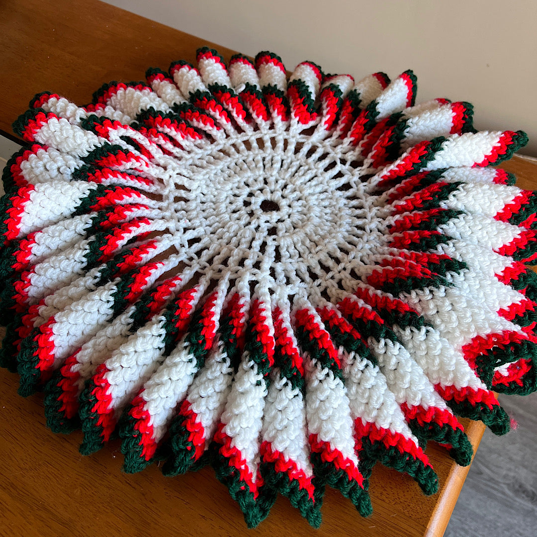 Vintage Crochet Handmade Christmas Doily Table Topper