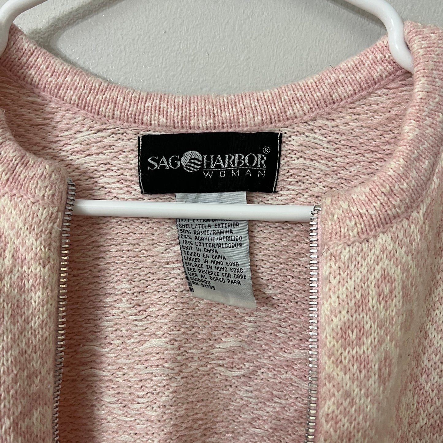 Vintage Sag Harbor Fair Isle Knit Zip Up Sweater