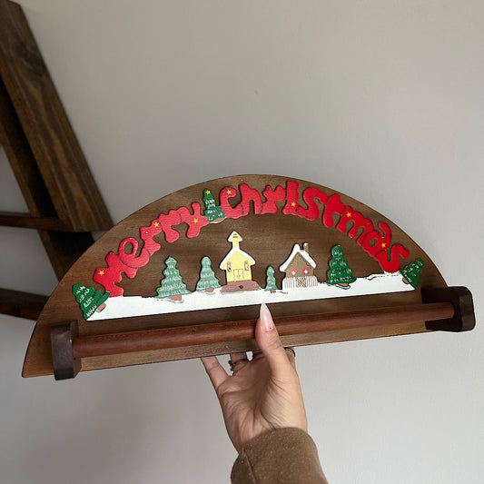 Vintage Merry Christmas Wooden Arched Towel Rack