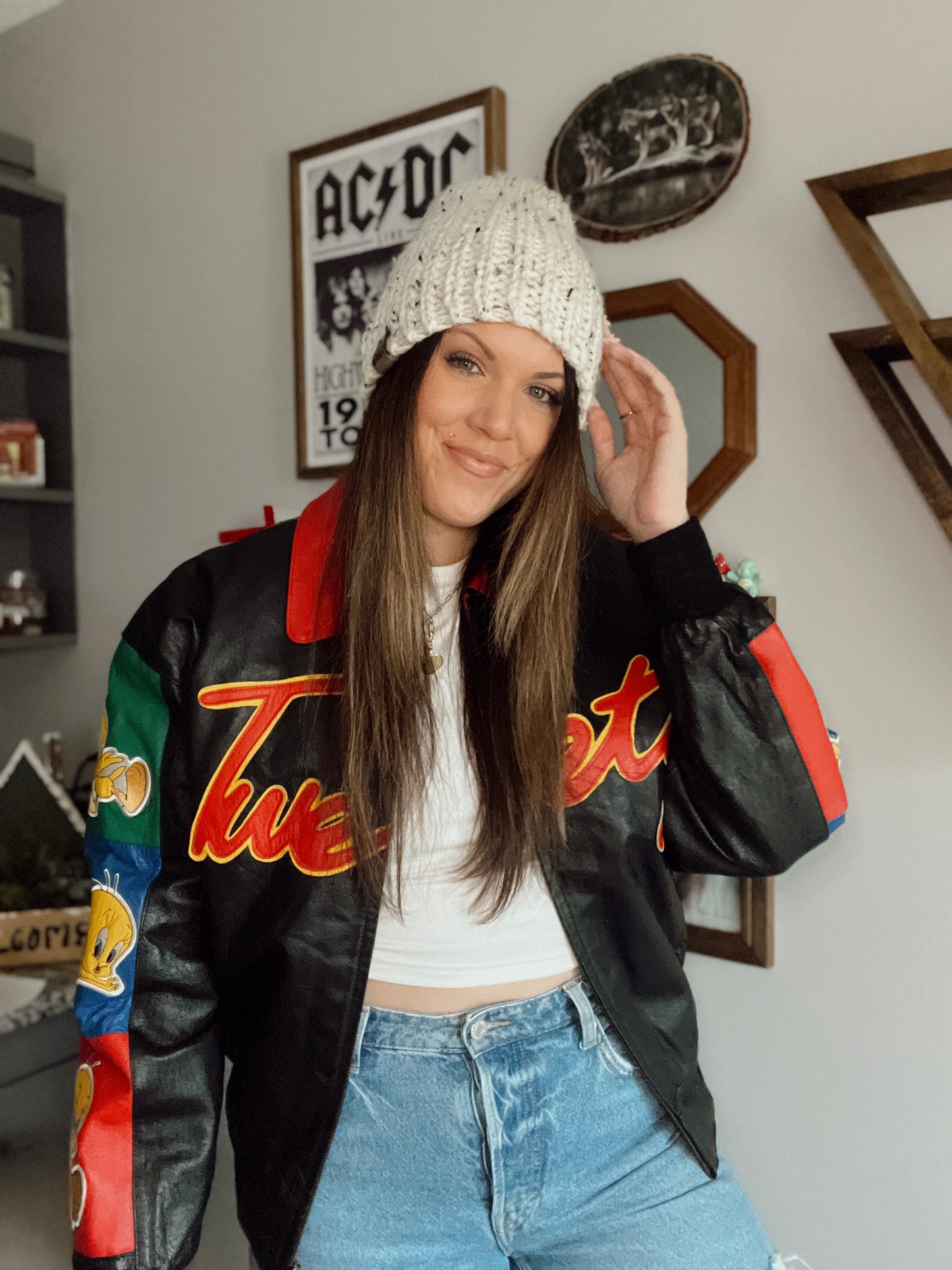 Vintage '90s Looney Tunes Leather Tweety Jacket