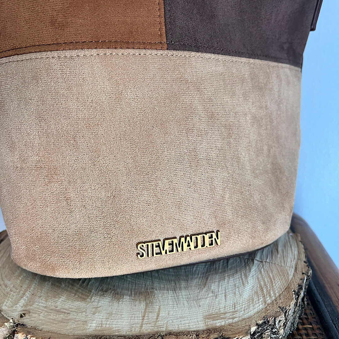 Steve Madden Tan Brown Suede Patchwork Bag Purse
