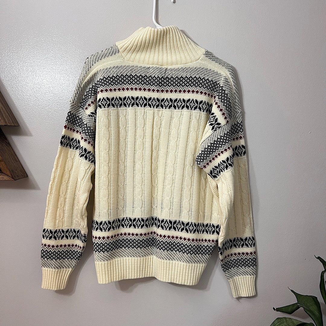 Vintage Ivory Fair Isle Knit Sweater