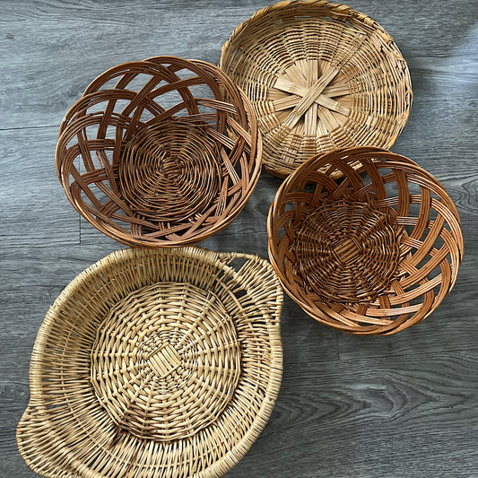 Vintage Wicker Basket Wall Decor Bundle (set of 4)