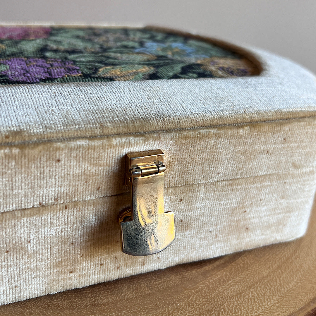 Vintage Floral & Velvet Jewelry Box