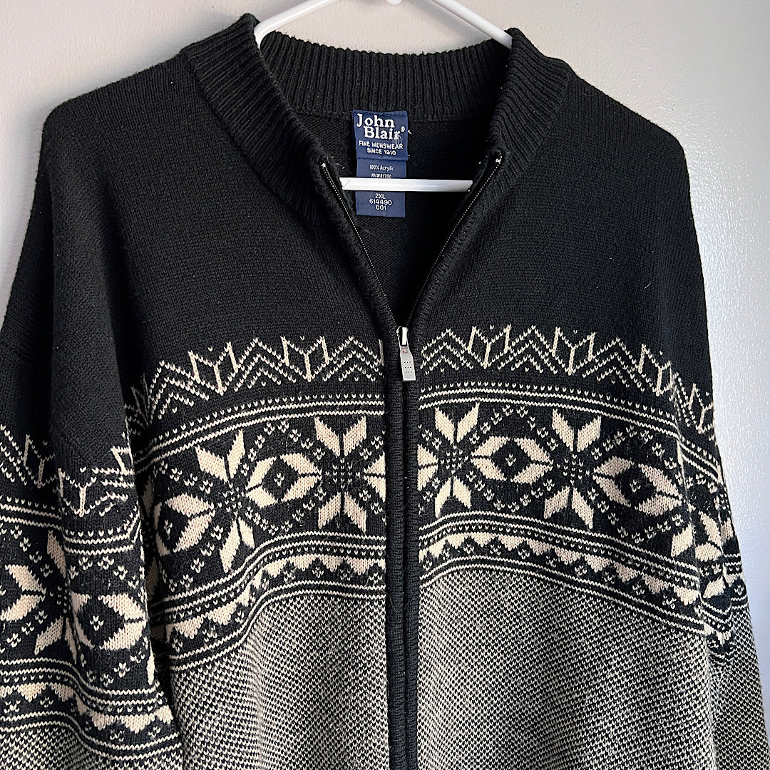Vintage Fair Isle Zip Sweater